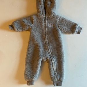 Kith Kids One-Piece Sherpa Hooded Jumpsuit in Light Gray